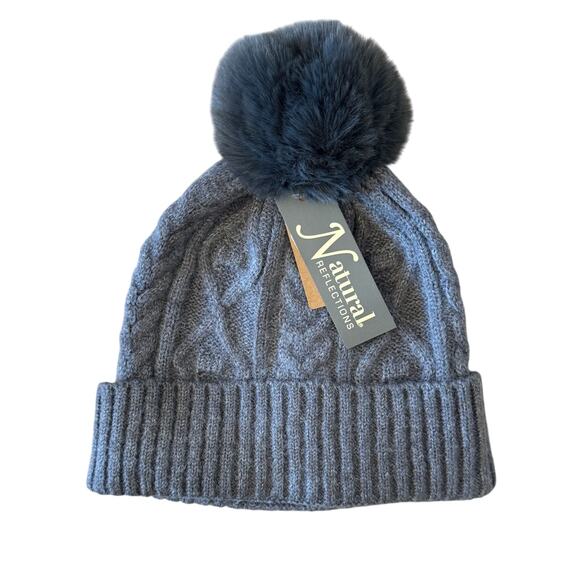 New ~ NATURAL REFLECTIONS ~ Cable Knit Pom Beanie for Ladies - Picture 4 of 4